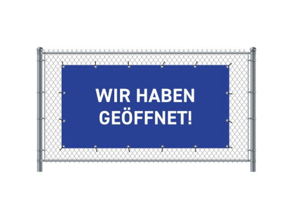 Showdown Displays Zaun-Banner 200 x 100 cm Geöffnet Deutsch Blau, FBG200-100-I691
