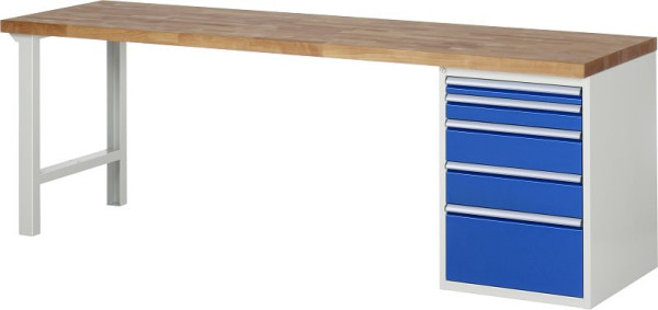 RAU Werkbank Serie 7000 - Modell 7511, B2500 x T700 x H890 mm, Systemunterbau B2500 x T650 x H850 mm, 03-7511A1-257B4M.11