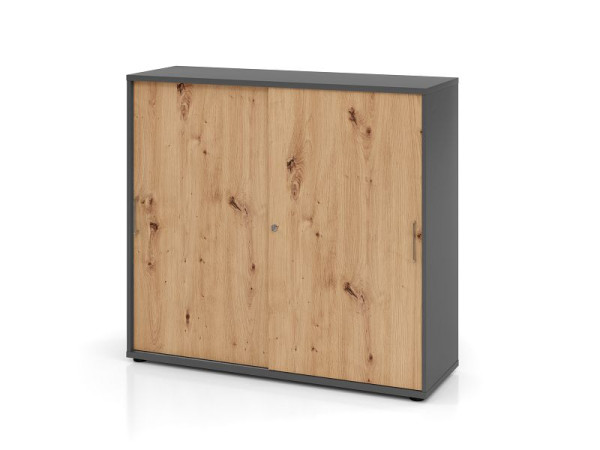 Hammerbacher Schiebetürschrank 3OH 120cm BS Graphit/Asteiche, V1753S/G/R/BS