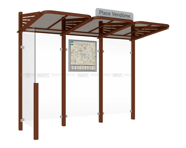 Procity Wartehalle Convi® - Standard - 1 Seitenverkleidung Links, Farbe Rost Korken Effekt, 529368.S025