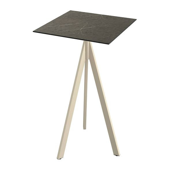 Feros Infinity Tripod Stehtisch Sand frame + Midnight Marble HPL Tischplatte 70x70 cm, 140061677