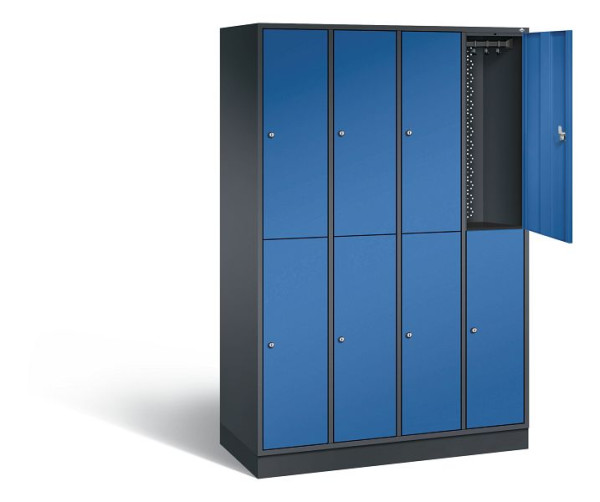 C+P Spind doppelstöckig Intro, H1950xB1220xT490mm, Farbe: Schwarzgrau / Enzianblau, 8270-401 S10066