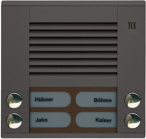 TCS Audio Außenstation Serie PES 4 Klingeltasten (rechts-/ linksbündig), AP bronze, PES04-EB/04
