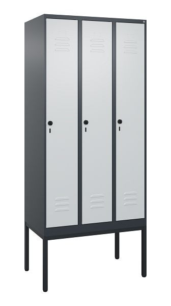 C+P Umkleidespind Classic PLUS mit Mitteltrennwand, Gestell, 3 Abteile, 2120x900x500mm, 7016/7035, Drehriegel, 0800307-30F S10013