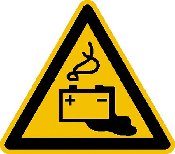 SafetyMarking Warnschild, Warnung vor Gefahren durch das Aufladen von Batterien, Länge 5 cm, Folie, selbstklebend, VE: 10 Stück/Bogen, 30.0361