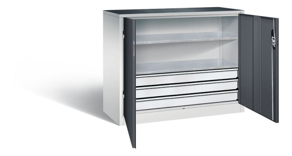 C+P Werkzeugschrank Acurado, H1000xB1200xT500mm, Farbe: Lichtgrau / Schwarzgrau, Muldengriff, 8831-5035 S10187