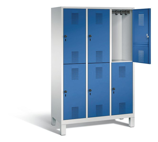 C+P Spind doppelstöckig Evolo, H1850xB1200xT500mm, Farbe: Lichtgrau / Enzianblau, 48310-32 S10064