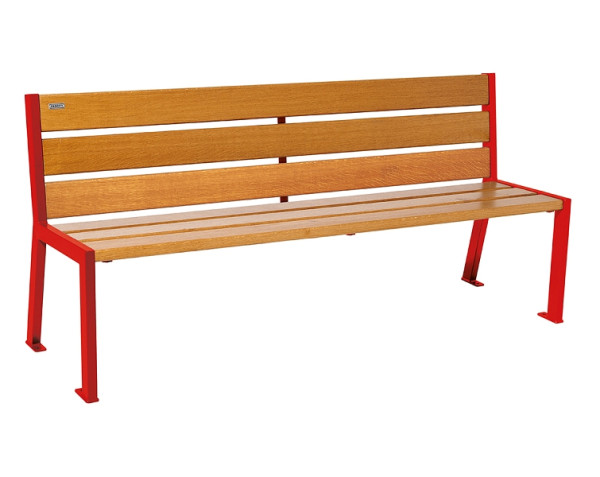 Procity Sitzbank Silaos 6 Holzlatten, 1800 mm, Ohne Armlehne, Holz & Stahl, helle Eiche/RAL 3020, 209602.3020.CHEC