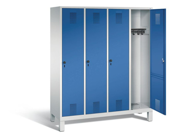 C+P Garderobenschrank Evolo, H1850xB1590xT500mm, Farbe: Lichtgrau / Enzianblau, 48010-42 S10010
