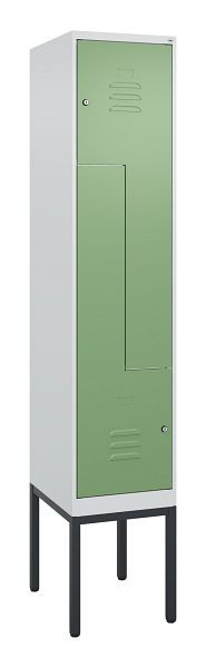 C+P Z-Spind Classic PLUS, Gestell, 2 Abteile, 2120x400x500mm, 7035/6011, Zylinderschlösser, 0800337-122 S10021