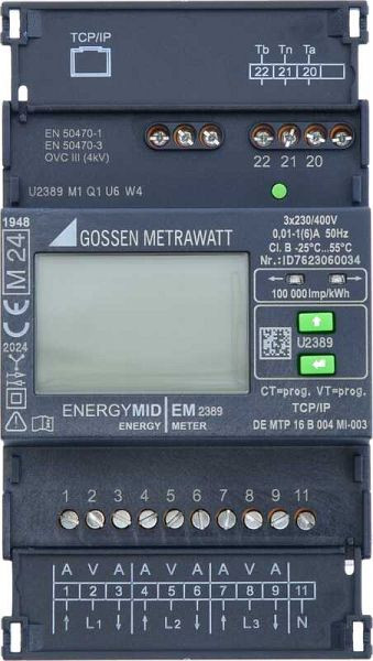 Gossen Metrawatt Energiezähler MID, 4-L,1(6)A TCP/IP, U2389-V027