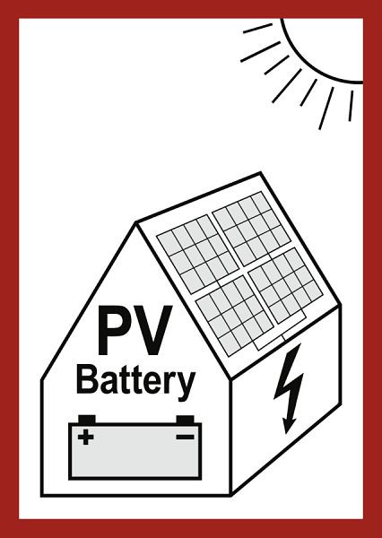 Moedel Hinweis auf eine PV-Anlage mit Batteriespeicher, Folie, 105x148 mm, 107058