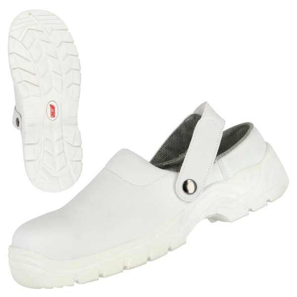 NITRAS CLEAN STEP CL, SB Sicherheitsclogs, strapazierfähiges Kunstleder, weiß, widerstandsfähige PU-Laufsohle, weiß, Größe: 42, VE: 10 Paar, 7252-42