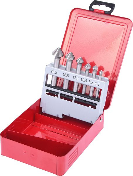 KS Tools HSS Kegel- und Entgratsenker-Satz, Stahlblechkassette 6-teilig, 336.0406