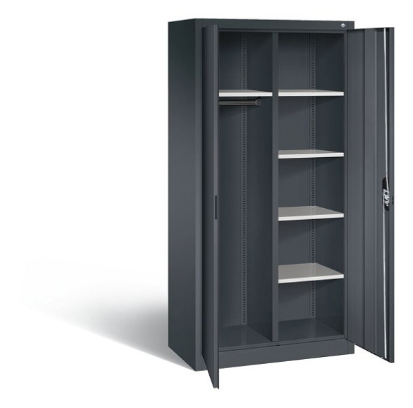 C+P Akten-/Garderobenschrank Acurado, H1950xB930xT500mm, Farbe: Schwarzgrau, Muldengriff, 5 OH, 9280-30 S10213