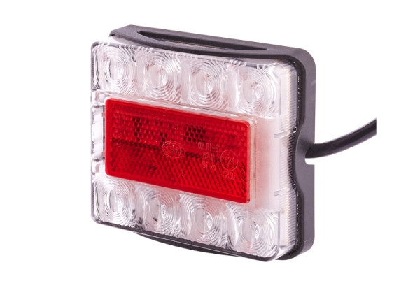 HELLA Heckleuchte, LED, 12/24V, Anbau/geschraubt, Lichtscheibenfarbe: rot/transparent, Kabel: 500mm, offene Kabelenden, rechts/links, 2VA 980 720-001