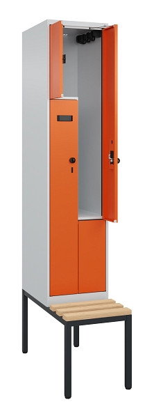 C+P Z-Spind Evolo PLUS, Bank, 2 Fächer, 2120x400x815mm, 7035/2004, Drehriegel, Sitzfläche Buche-Hartholz, Sitzbank, 0490537-122 S10005