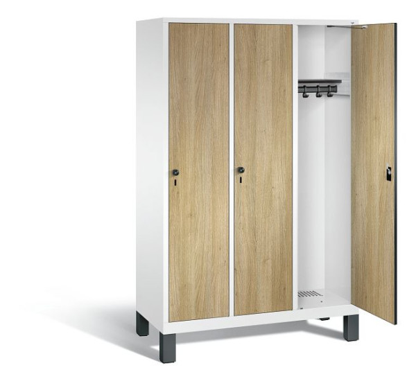 C+P Garderobenschrank Evolo, H1850xB1200xT500mm, Farbe: Verkehrsweiß / Dekor Eiche Sereno, 48010-32 S10317