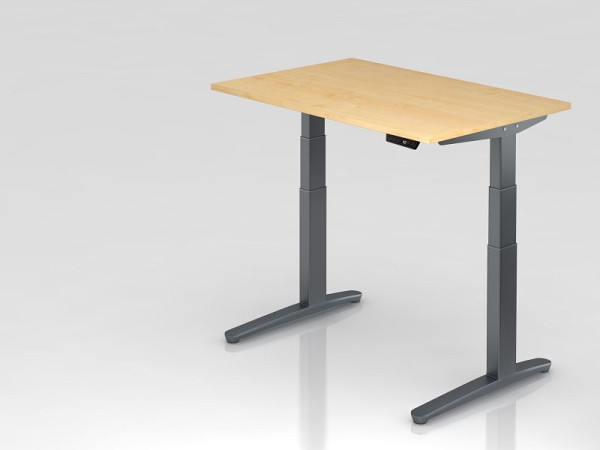Hammerbacher Sitz-Steh-Schreibtisch elektrisch 120x80cm Ahorn/Graphit, Rechteckform, VXBHM12/3/GG