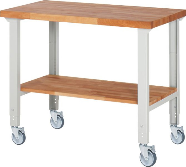 RAU Fahrbare Werkbank (höhenverstellbar) 7000-7, 1250x700x950-1000mm, 4 Lenkrollen, 05-7000-7-127B4H4.12