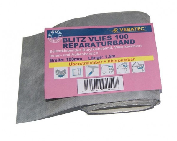 Vebatec Blitz Butyl Reparaturband Vlies 100mm x 1,5m, 105