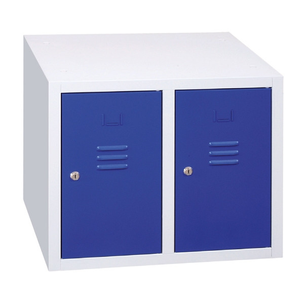 Lüllmann Aufsatzschrank, 500 x 500 x 500 mm, lichtgrau/enzianblau, 524616
