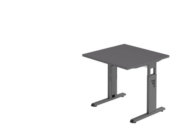 Hammerbacher Schreibtisch C-Fuß 80x80cm Graphit/Graphit, Arbeitshöhe 65-85 cm, VOS08/G/G