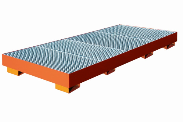 Eichinger Industrie Auffangwanne mit geraden Wänden, mit Gitterrost 8 x Fässer, reinorange, 30120900000000