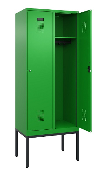 C+P Spind Evolo PLUS, Gestell, 2 Abteile, 2120x800x500mm, 6037/6037, Verschluss Zylinderschloss, Ablageböden 2, 0490307-22 S10053