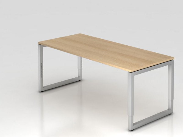 Hammerbacher Schreibtisch O-Fuß eckig 180x80cm Eiche, Rechteckform mit schwebender Tischplatte, VRS19/E/S