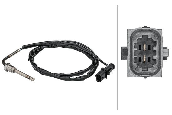 HELLA Sensor, Abgastemperatur, 2-polig, geschraubt, Kabel: 1100mm, 6PT 358 181-451