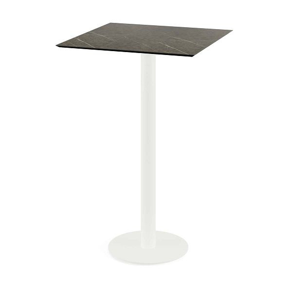 Feros Urban Stehtisch Weiß gestell + Midnight Marble HPL 70x70 cm, 130051677