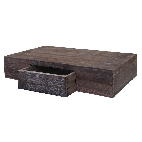 Mendler Wandregal Oise, Regal Hängeregal mit Schublade, 40cm, braun shabby, 60984