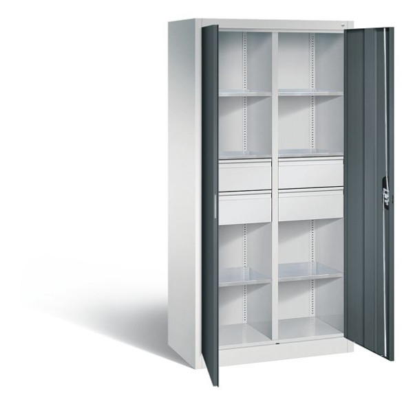 C+P Werkzeugschrank Acurado, H1950xB930xT500mm, Farbe: Lichtgrau / Anthrazitgrau, Muldengriff, 8921-3042 S10167
