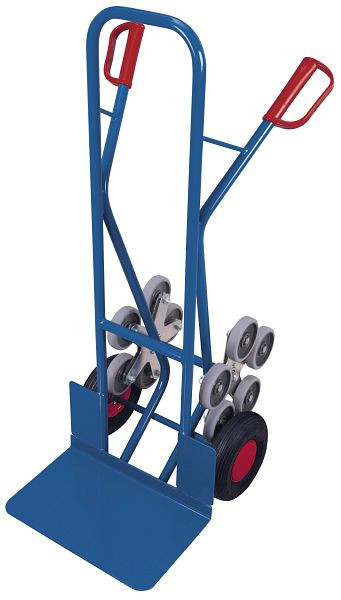 VARIOfit Treppenkarre mit 2 fünfarmigen Radsternen, Außenmaß: 610 x 725 x 1.310 mm, RAL 5010 enzianblau, Radsatz: Luftbereifung, sk-710.209