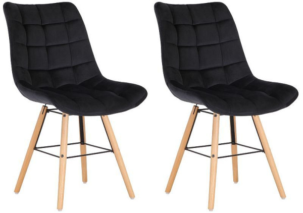 CLP 2er Set Stühle Leni Samt, schwarz, 323084, 4255716301446