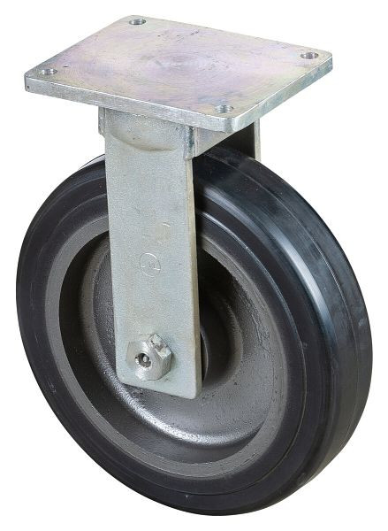 BS Rollen Schwerlastrolle, Bockrolle, Rad-Breite 100 mm, Rad-Ø 400 mm, Tragfähigkeit 1500 kg, Elastik-Reifen schwarz, Guss, Kugellager, RR110.B81.401