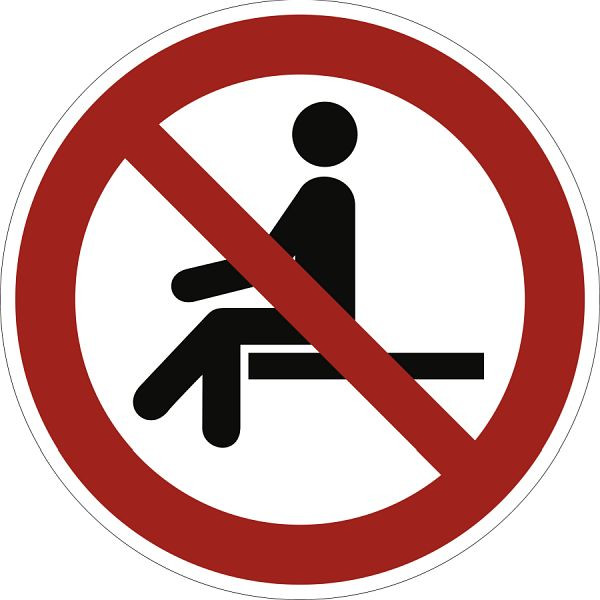 Moedel Sitzen verboten ISO 7010, Folie, Ø 100 mm, 58625