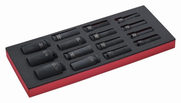 Bahco 1/3 Einlage, Kraft‐SteckschlüsselEinsätze + Zubehör 1/2", 15-teilig, FF1E2213