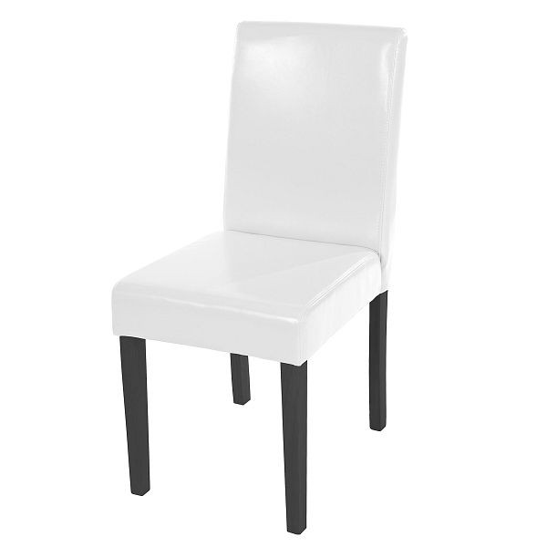 Mendler Esszimmerstuhl Littau, Küchenstuhl Stuhl, Kunstleder, weiß, dunkle Beine, 74391
