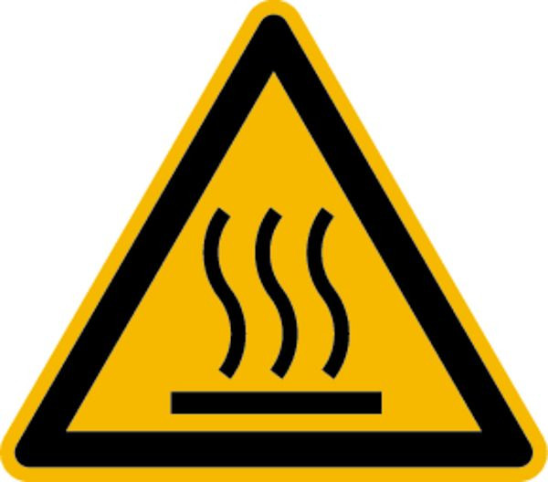 Schilder Klar Warnzeichen Warnung vor heißer Oberfläche DIN EN ISO 7010-W017, 100 mm Folie selbstklebend, 3146/61