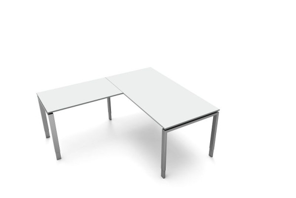 Kerkmann Schreibtisch, B 1600 x T 800 x H 680-820 mm mit Anbautisch, Form 5, Farbe: lichtgrau, 11414311