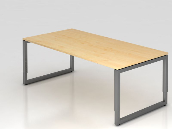 Hammerbacher Schreibtisch O-Fuß eckig 200x100cm Ahorn/Graphit, Rechteckform mit schwebender Tischplatte, VRS2E/3/G