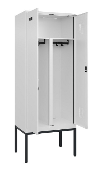 C+P PSA Doppel-Spind Evolo PLUS, Gestell, 2 Abteile, 2120x800x500mm, 9016/9016, Zylinderschloss, 0490327-22P S10047