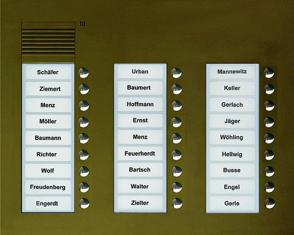 TCS Audio Außenstation Serie PUK 27 Klingeltasten (rechtsbündig), 3-spaltig, UP bronze, PUK27/3-EB
