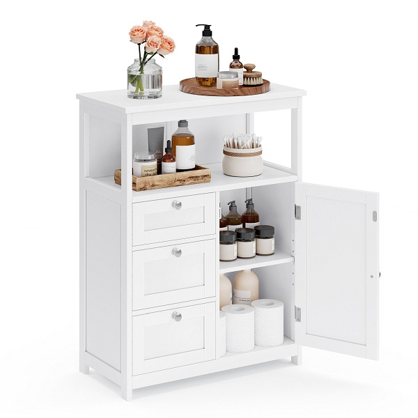 SONGMICS Lagerschrank, Weiß, 60x30x80 cm, BBC542P31
