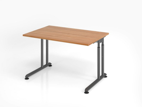 Hammerbacher Schreibtisch ZS12, 120 x 80 cm, Platte: Nussbaum, 25 mm dick, ABS-Dickkante, Rechteckform, Graphit, VZS12/N/G