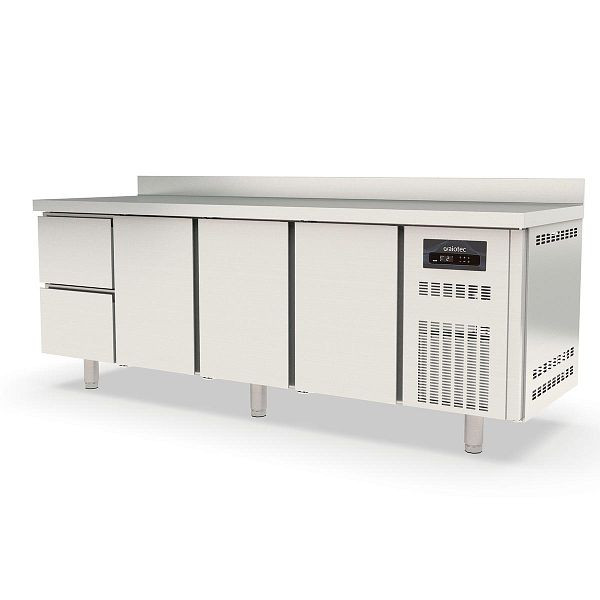 Vaiotec TOPLINE Kühltisch 700 / 4-fach GN1/1 mit 2 Schubladen / 3 Türen und Aufkantung, 10305