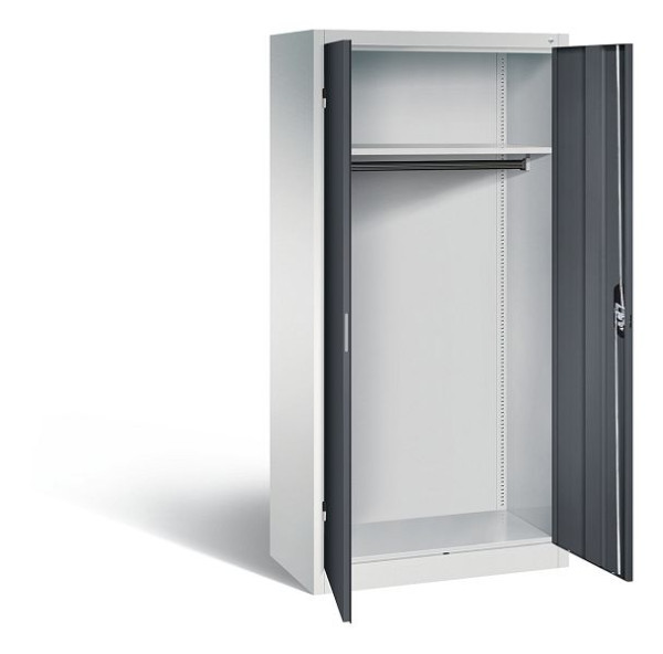 C+P Garderobenschrank Acurado, H1950xB930xT500mm, Farbe: Lichtgrau / Schwarzgrau, Muldengriff, 9280-088 S10325