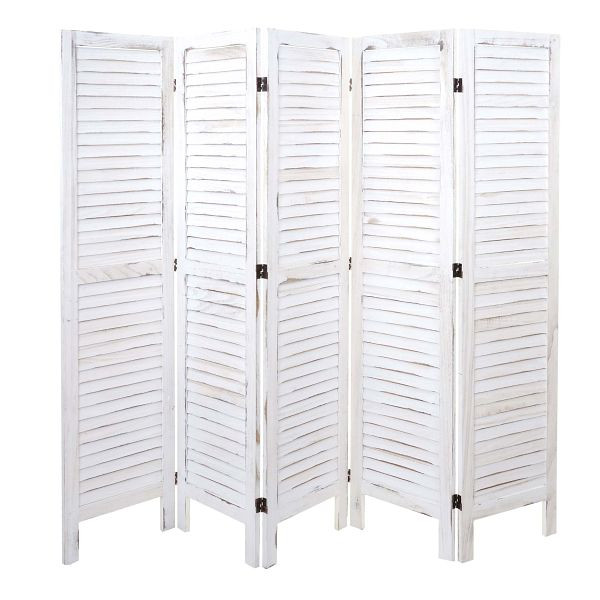 Mendler Paravent HWC-G30, Trennwand Sichtschutz Raumteiler, Shabby-Look 170x200cm, weiß, 67530